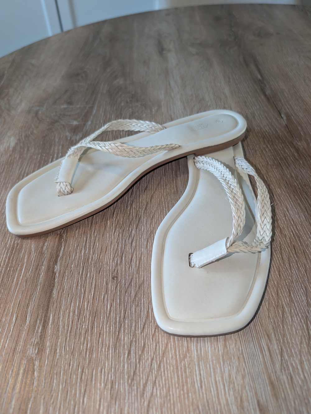 Ardene Cream Braided Square-Toe Flip Flop Sandals